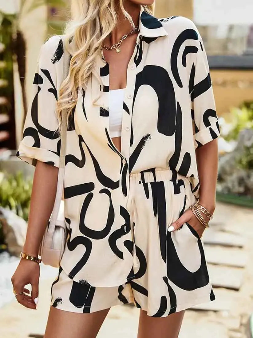 חליפת מכנס קייצית GEOMETRIC - DONNA