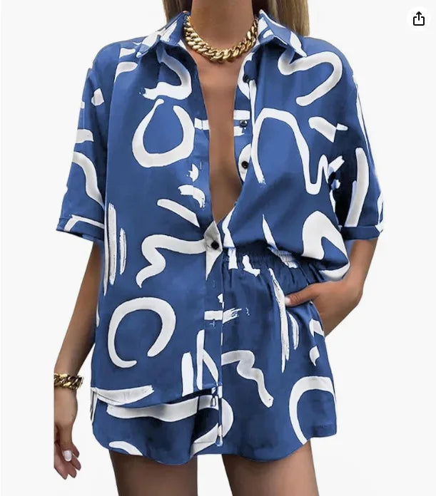 חליפת מכנס קייצית GEOMETRIC - DONNA
