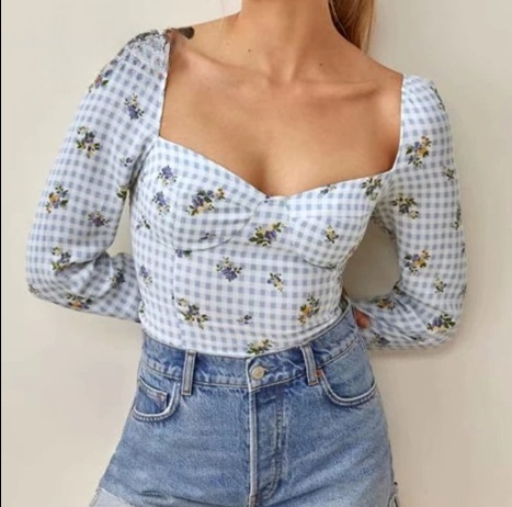 donnafashion.co - אופנת נשים - חולצות נשים - טופ Blue Tartan