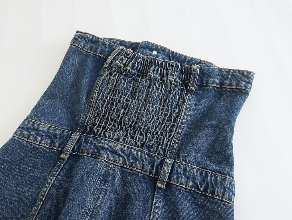 שמלת סטרפלס ג'ינס מקסי