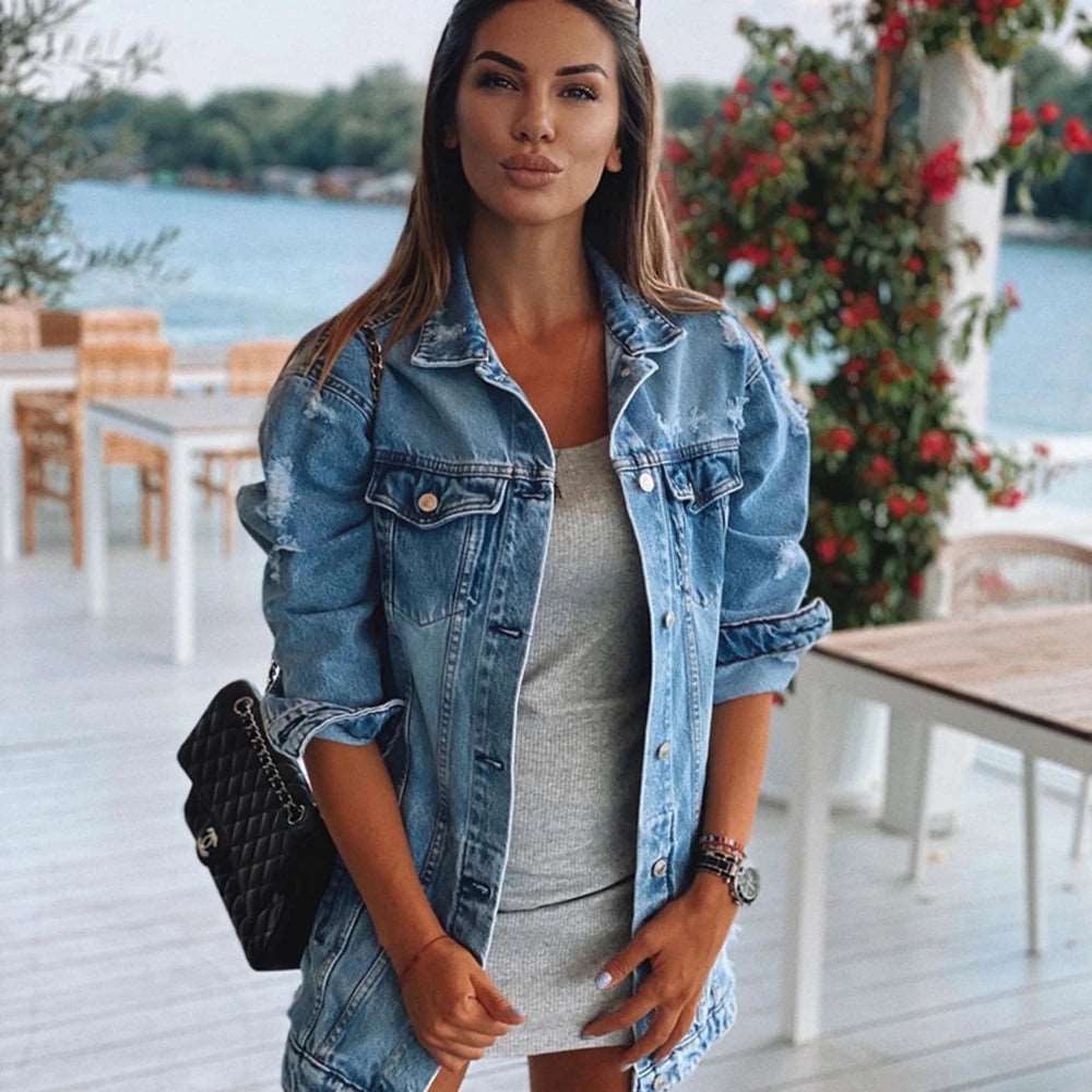 Long denim jacket