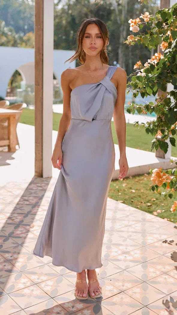 שמלת מקסי מסאטן VIOLA - DONNA