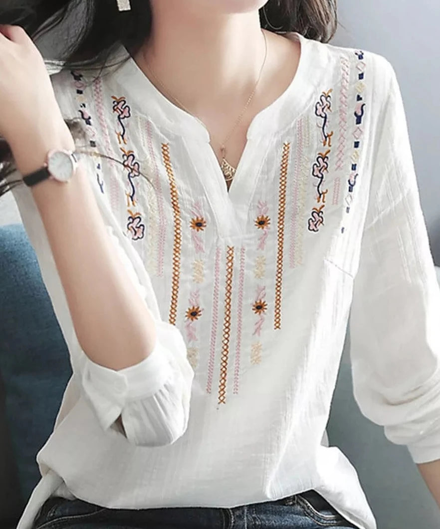 טופ לבן רקום עמליה