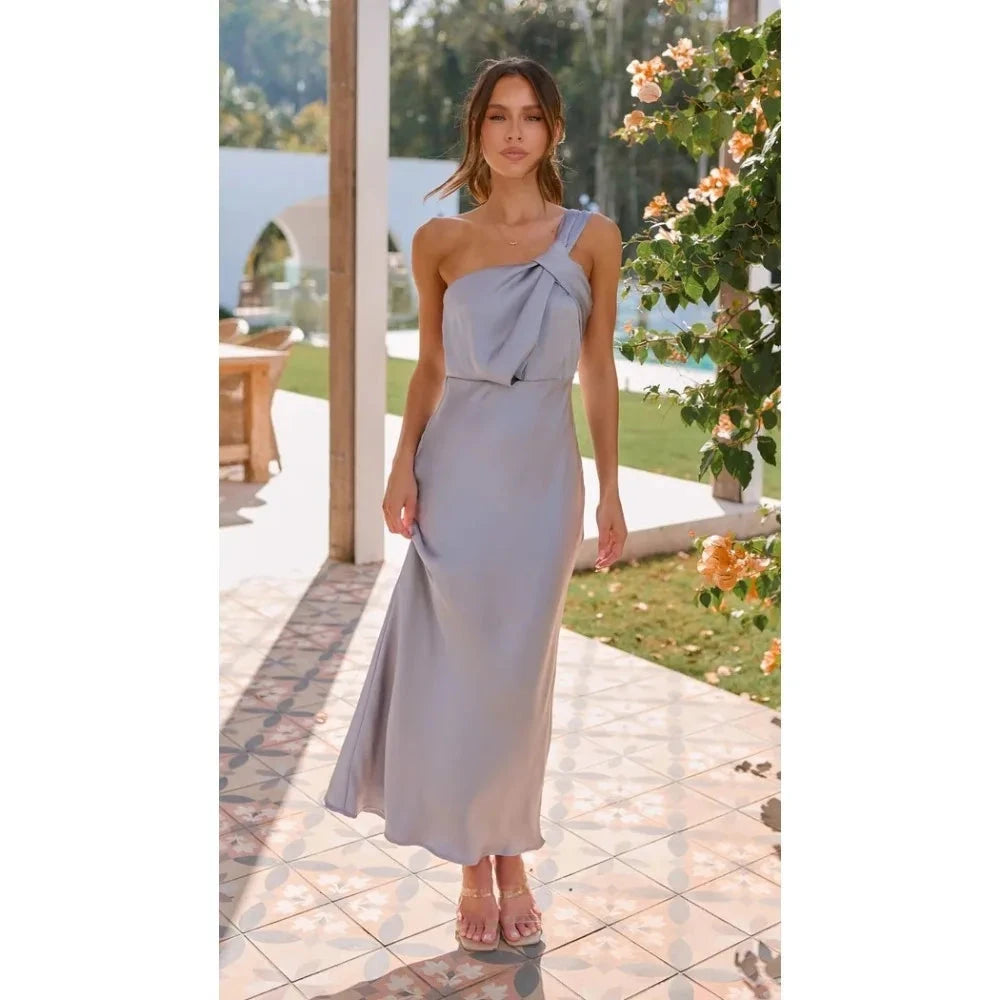 שמלת מקסי מסאטן VIOLA - DONNA